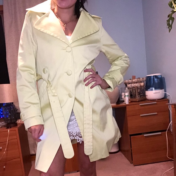 VINTAGE Nine West lemon lime elegant trench coat - Picture 4 of 7